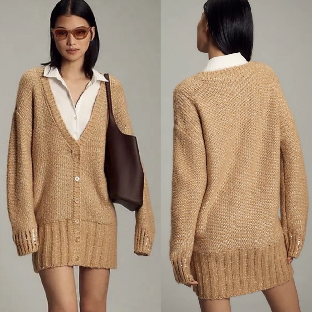 Anthropologie MAEVE Layered Sparkle Cardigan Sweater Dress